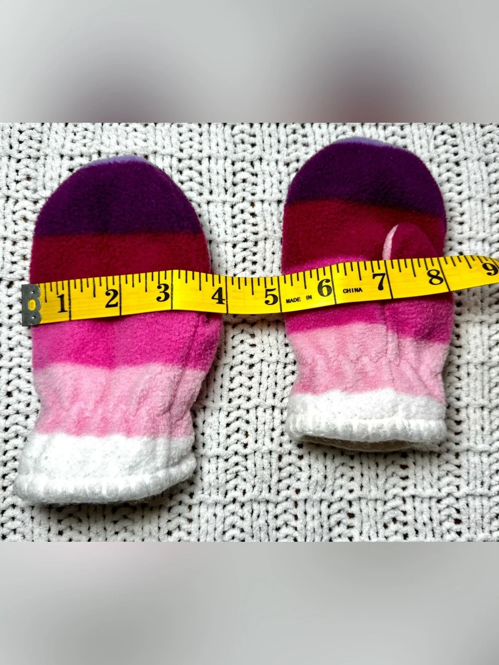 Baby GAP Cozy Kids Pink & Purple Stripe Fleece Mittens #1841